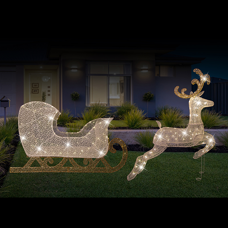 LED GLITTER REINDEER SLEIGH TWINKLE | Starlight Christmas & Party ...