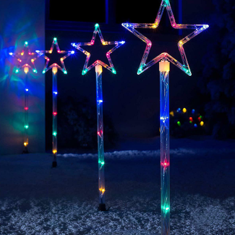 SOLAR LED STAR PATH LIGHTS 4pc MULTI | Starlight Christmas & Party ...